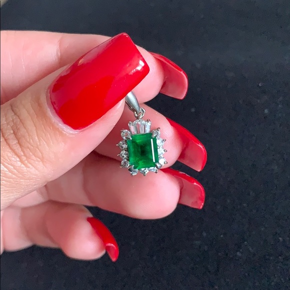 Jewelry - Antique sterling silver emerald pendant